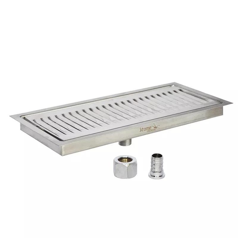 12″ x 5″ Surface Drip Tray – Brushed Stainless – With Drain