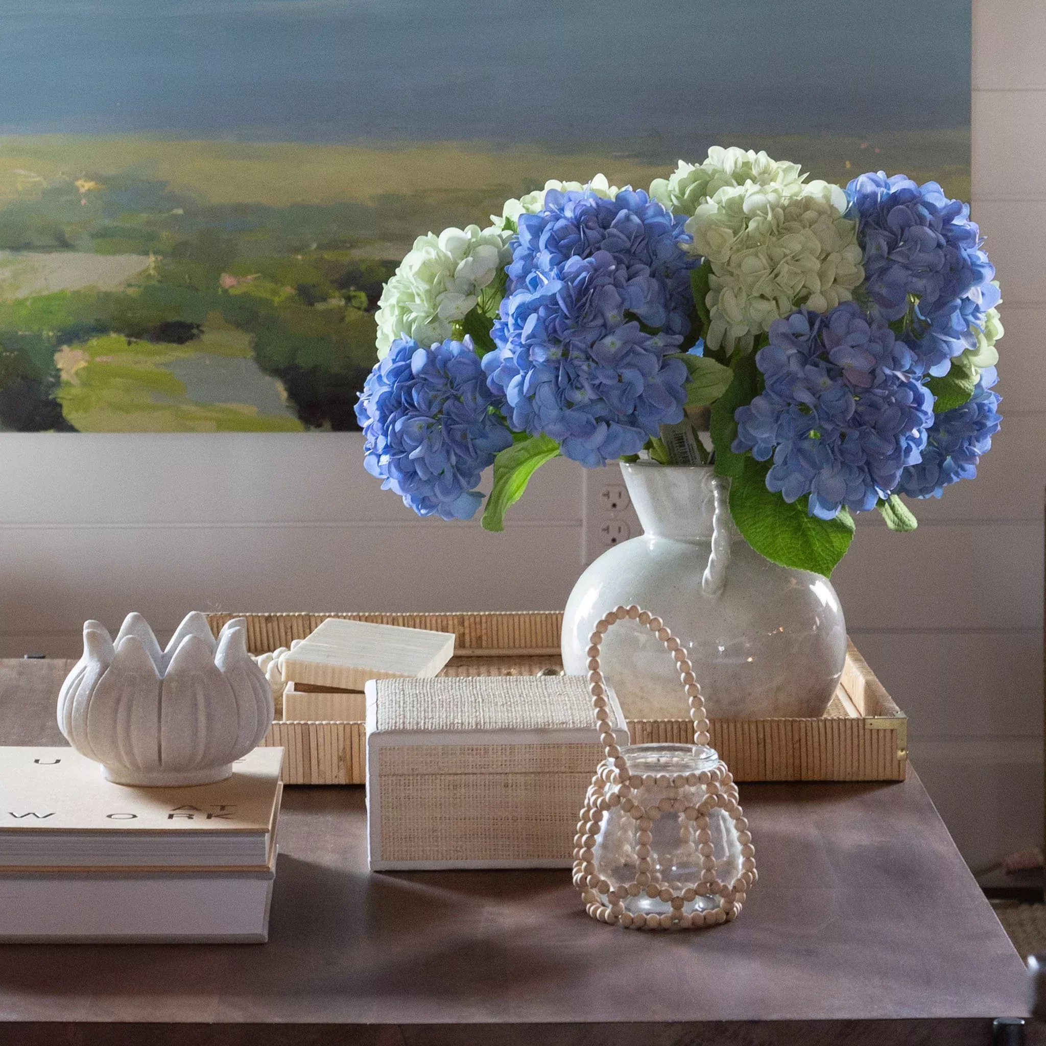 18.5" Real Touch Hydrangea in Spray Blue