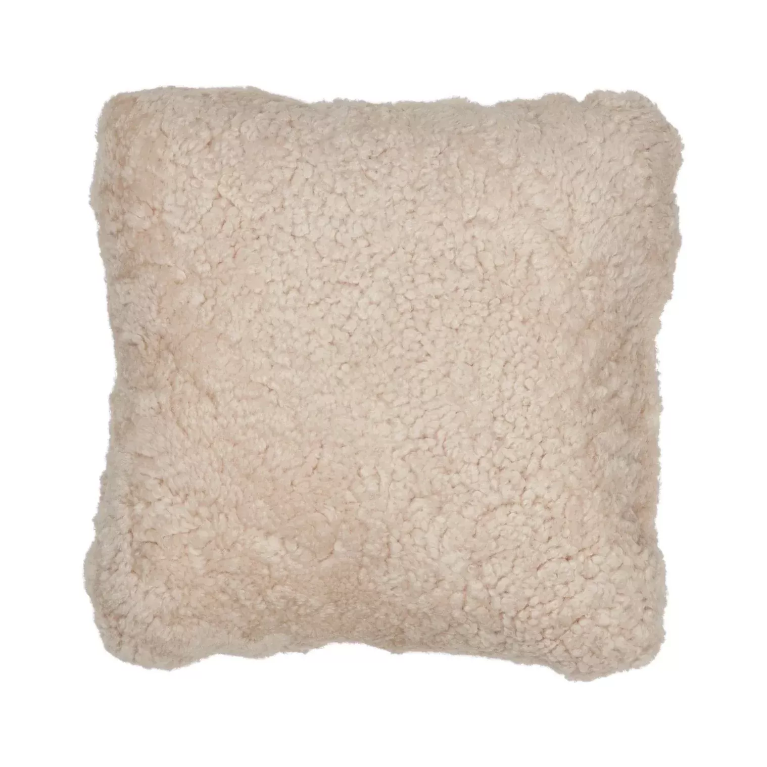 22" Short Wool Sheepskin Throw Pillow in Pearl
