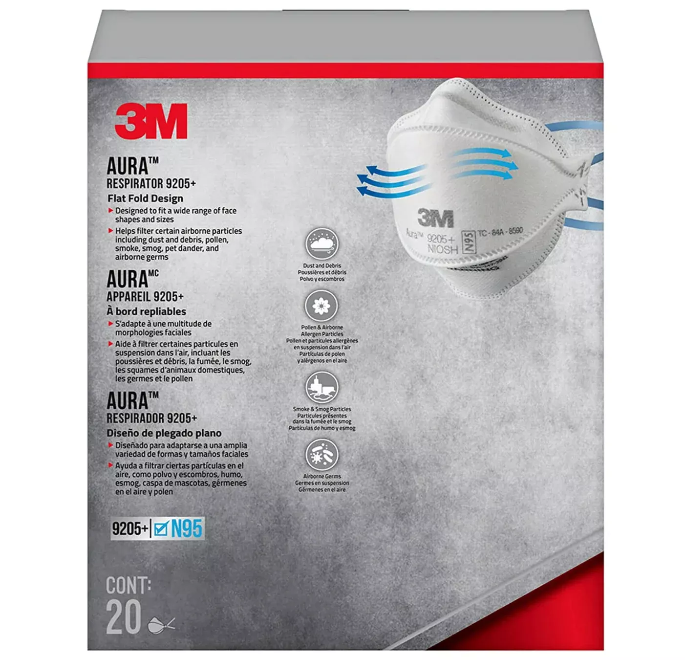 3M™ Aura™ N95 Particle Respirator 9205+– Pack of 20
