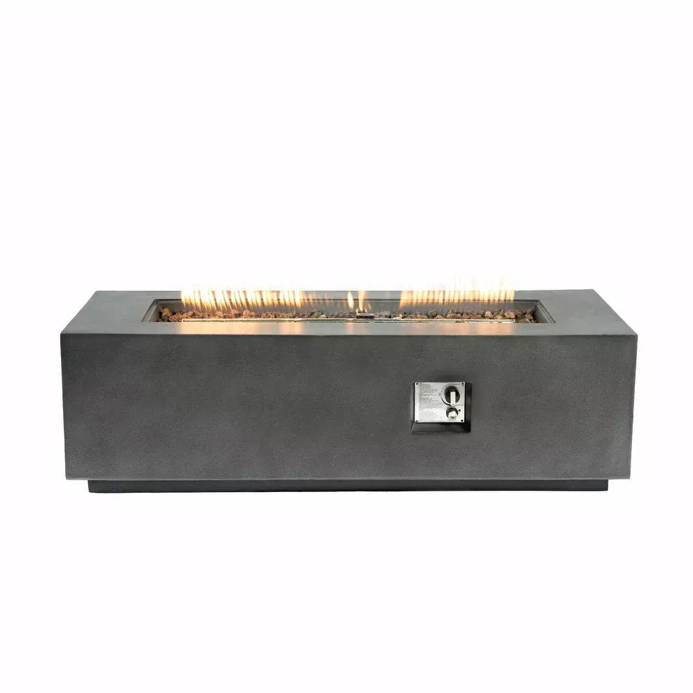60-Inch Outdoor Rectangular Propane Fire Pit Table – 50,000 BTU, Electronic Ignition, Adjustable Flame, Includes Lava Rocks & Waterproof Cover