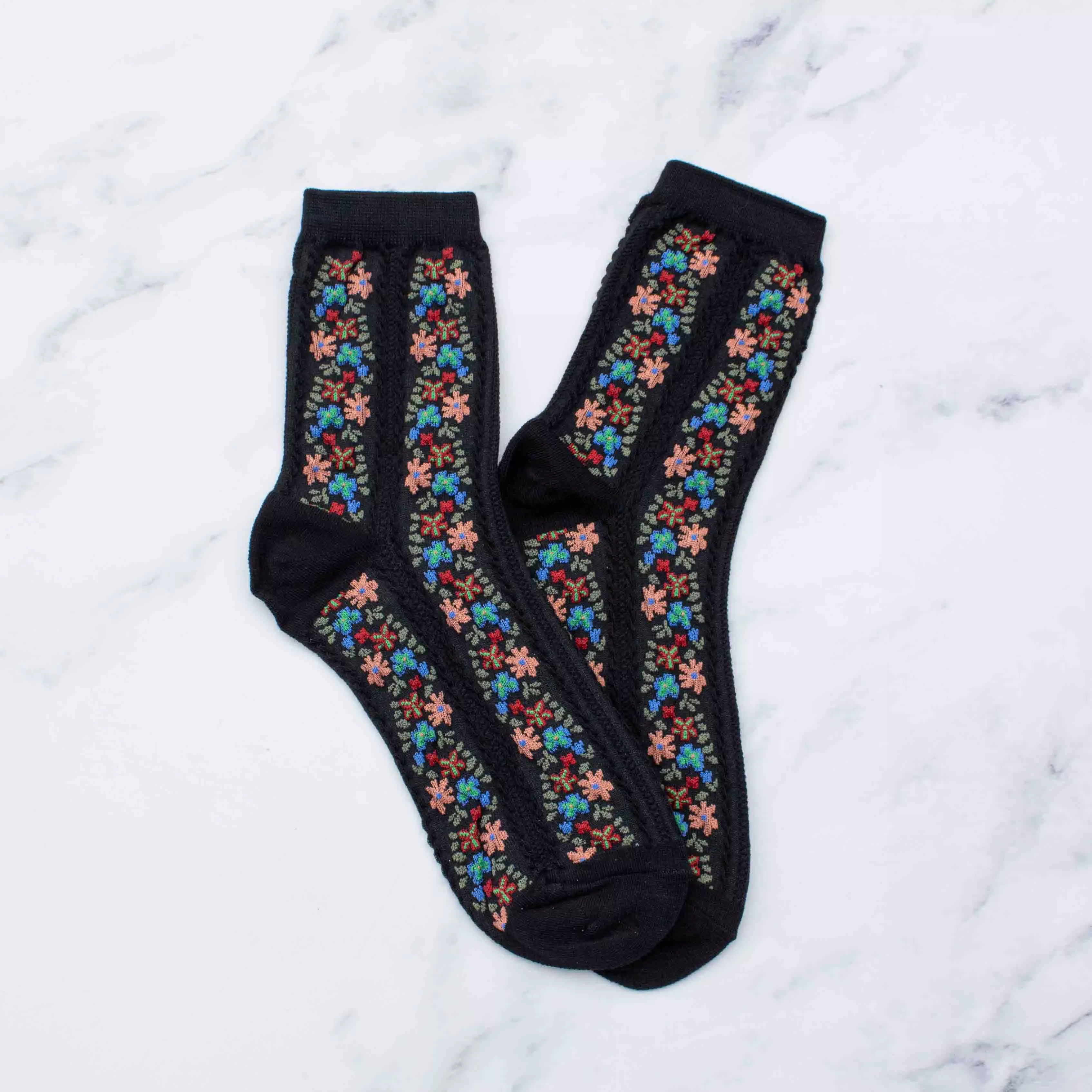 Aahana Floral Socks in Black