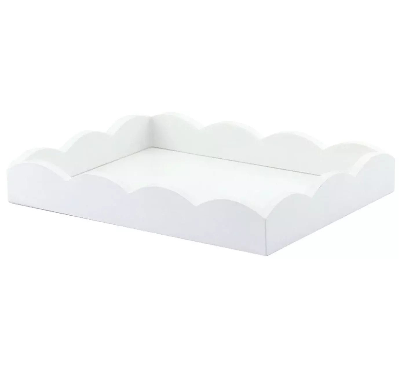 Addison Ross Small Scallop Lacquered Tray – White – 11" x 8"
