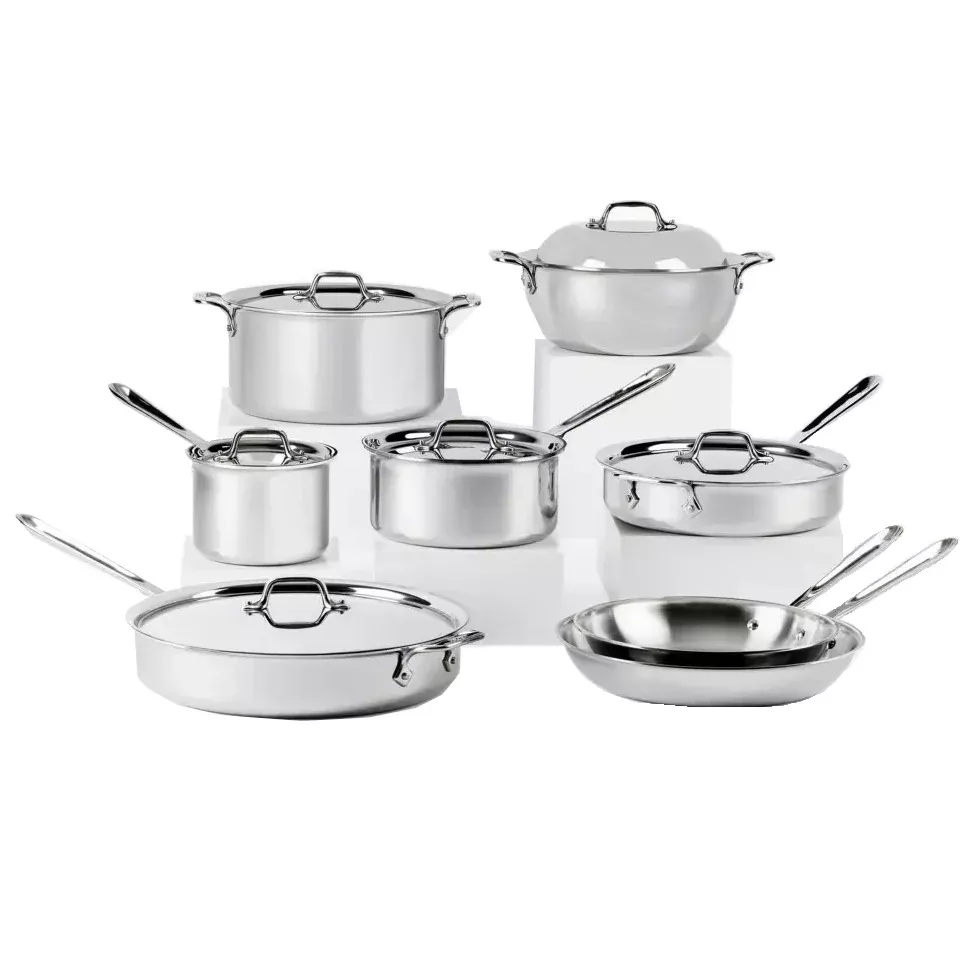 All-Clad #401716L D3 Stainless 3-ply Bonded Cookware Set – 14 pc. Set