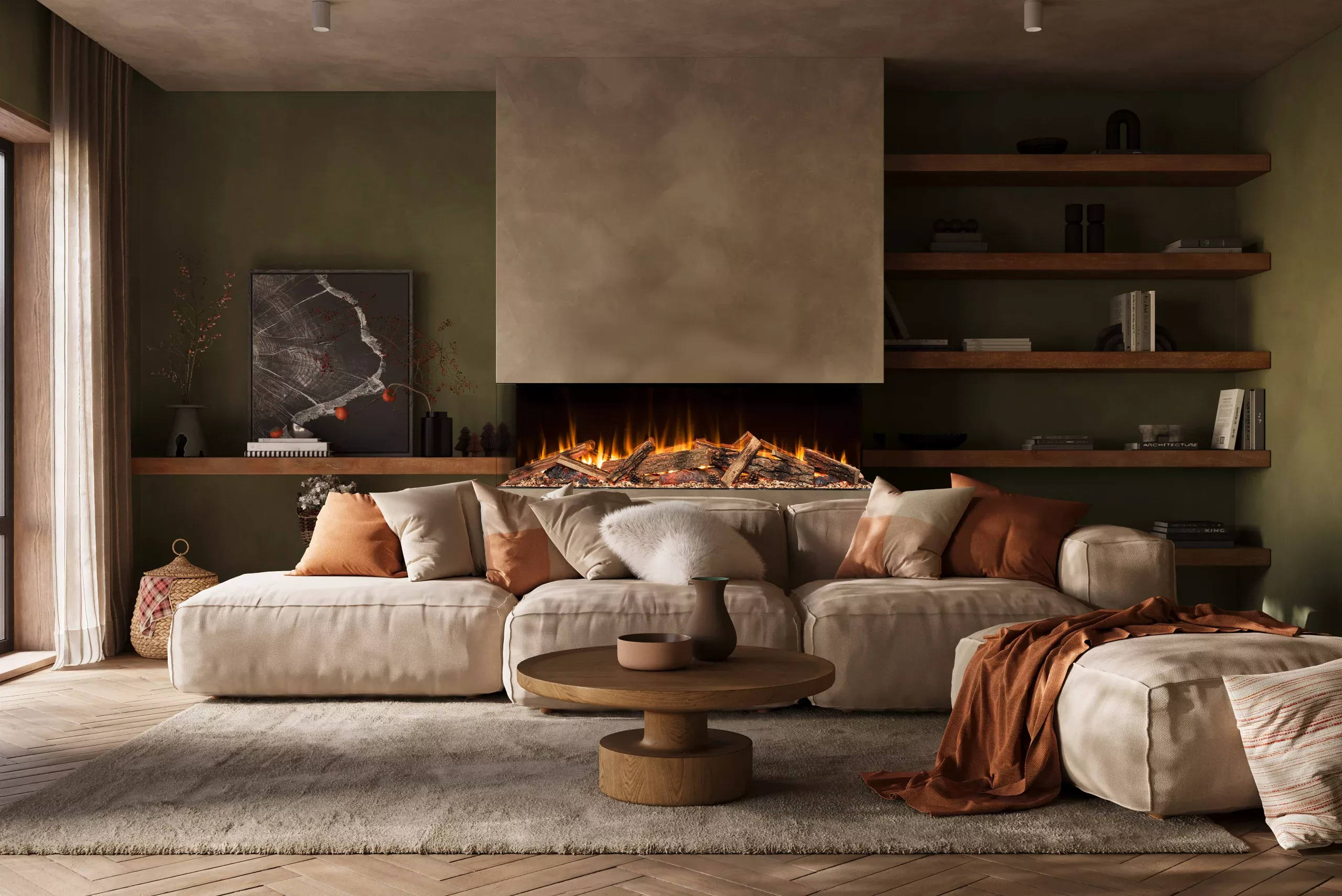 Amantii Fire & Ice LumaForest 75" 3-Sided Built-In Electric Fireplace