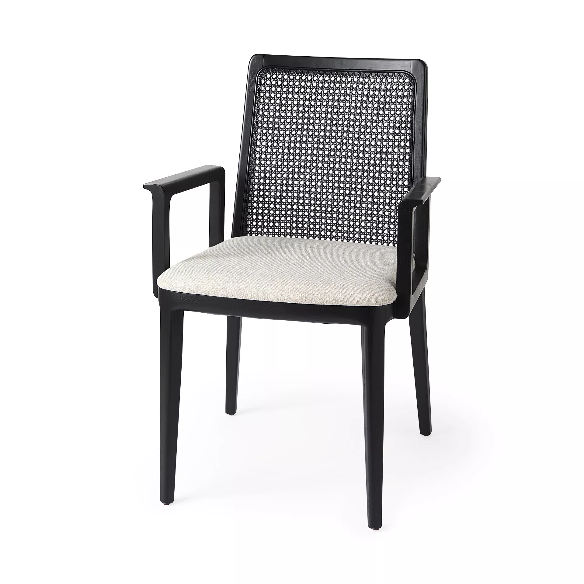 Amelia Cane and Wood Dining Armchair in Black (Set of 2)