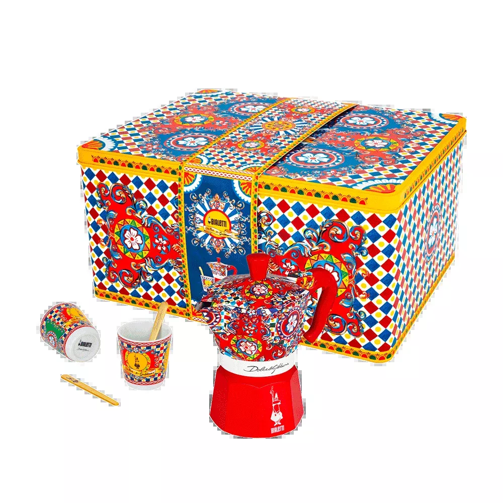 Bialetti Moka Express Dolce & Gabbana 2-Cup Coffee Maker Gift Set – Red
