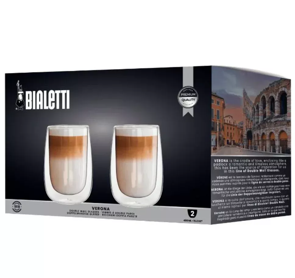 Bialetti Verona Double Wall Glasses – 450 Ml –Set of 2