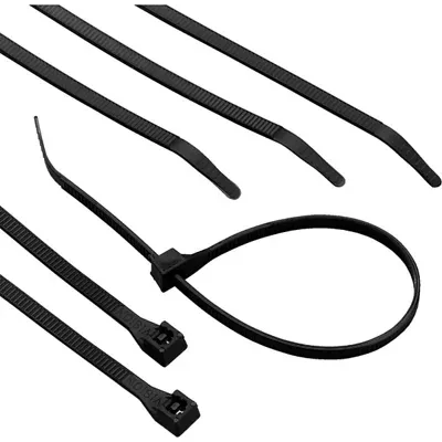 Black Releasable Cable Ties – 8" – Pack of 15