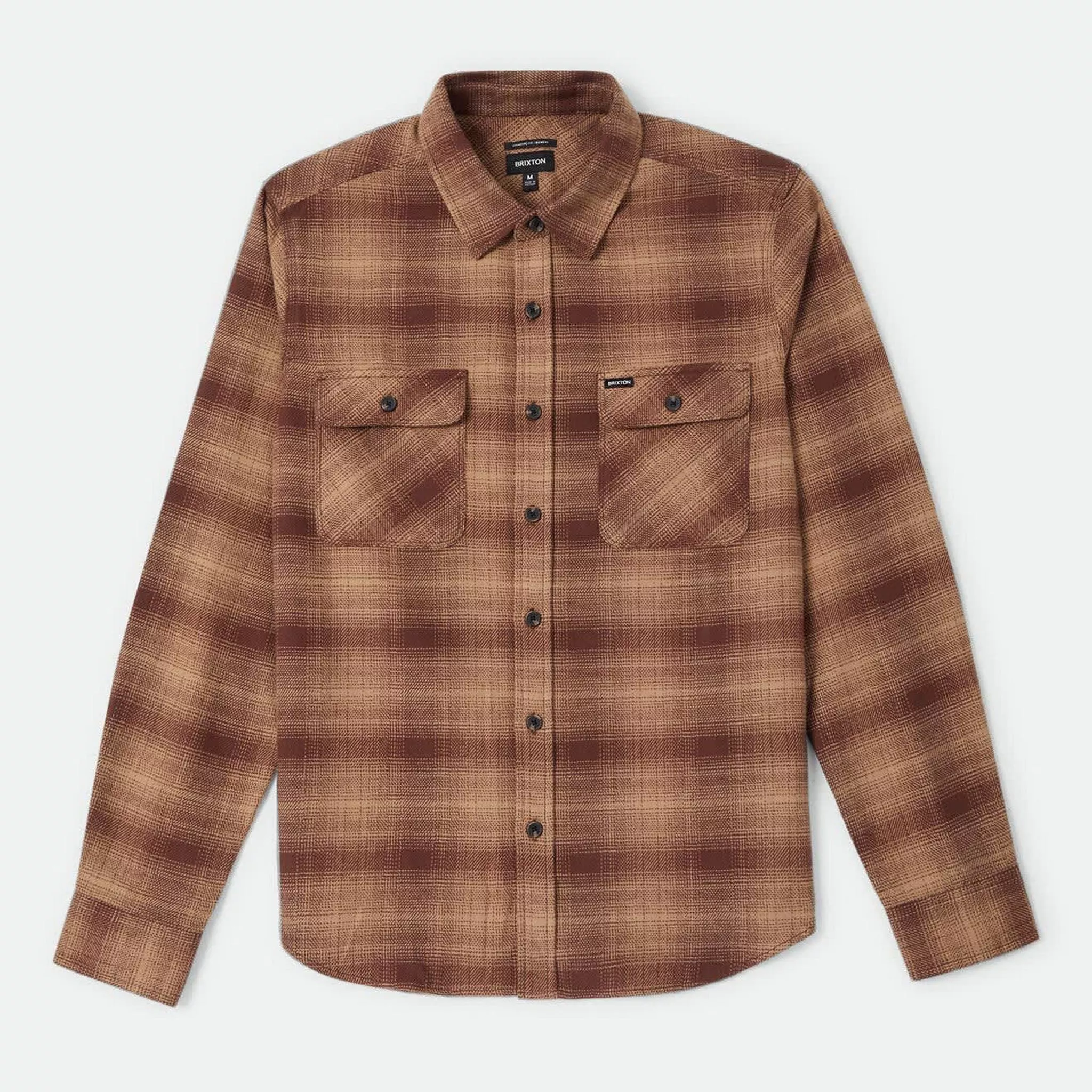 Brixton Bowery Men's Flannel in Chocolate & Khaki