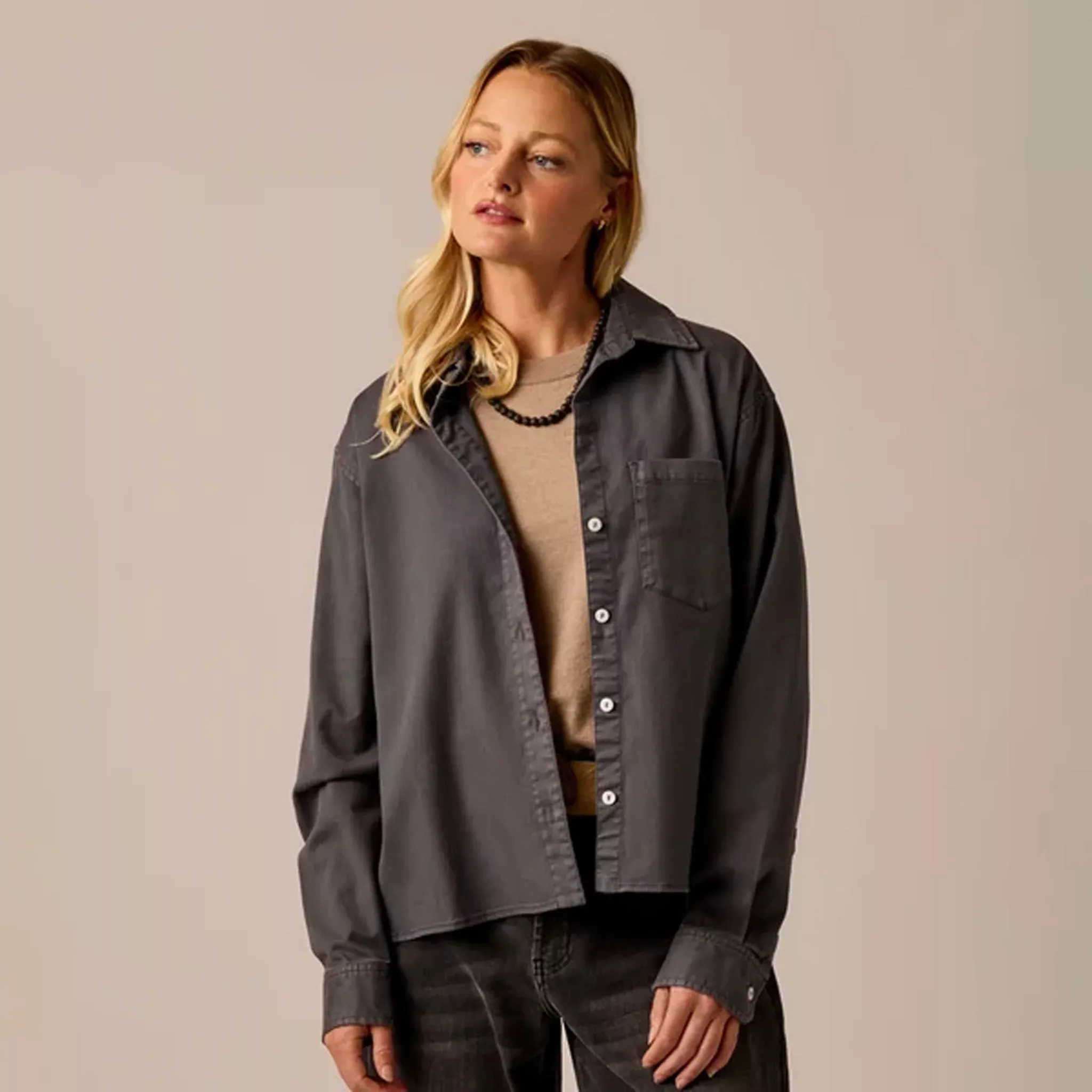 Carve Claire Twill Shirt in Washed Black