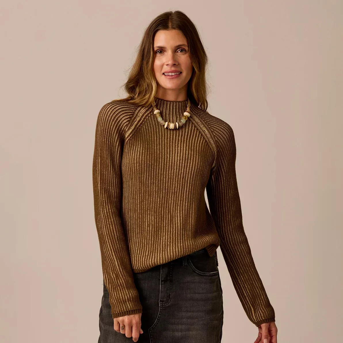 Carve Ivy Reversible Sweater in Teak + Sandstone
