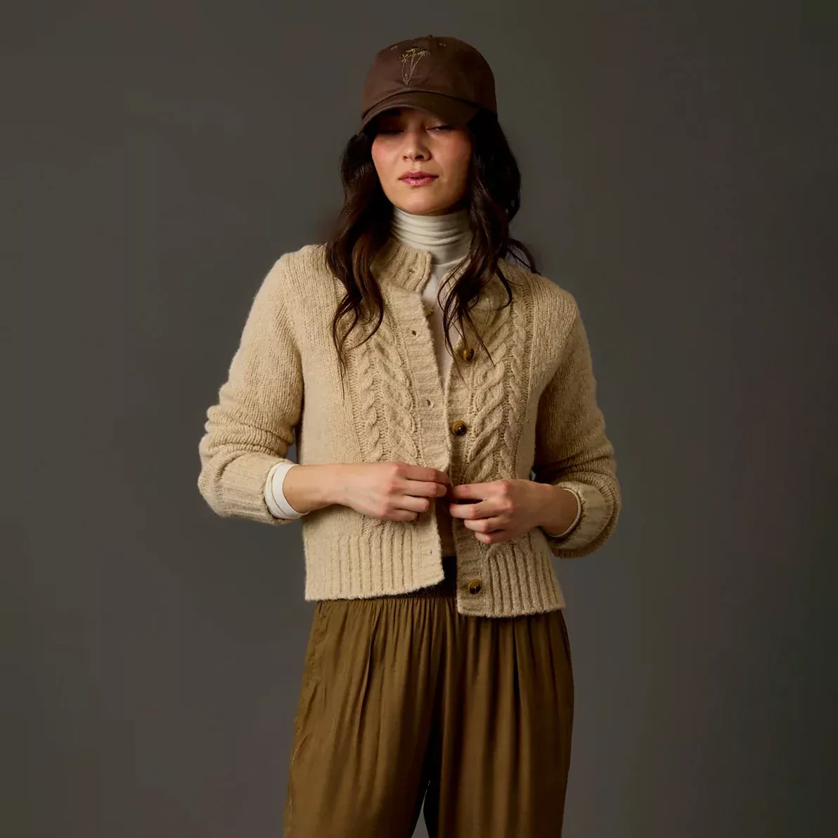 Carve Poppy Cropped Cardigan in Linen