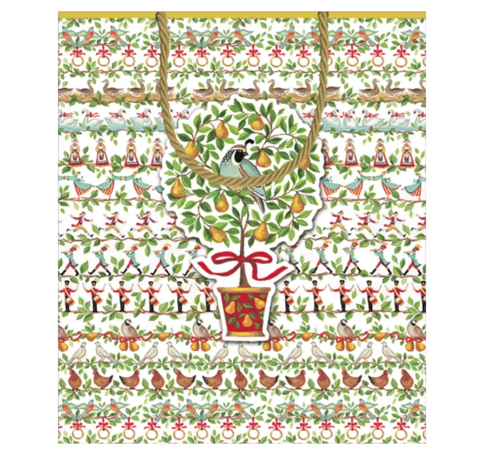 Caspari 12 Days of Christmas Large Gift Bag