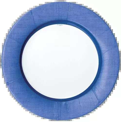 Caspari Linen Border Blue Round Paper Dinner Plates - 8pk