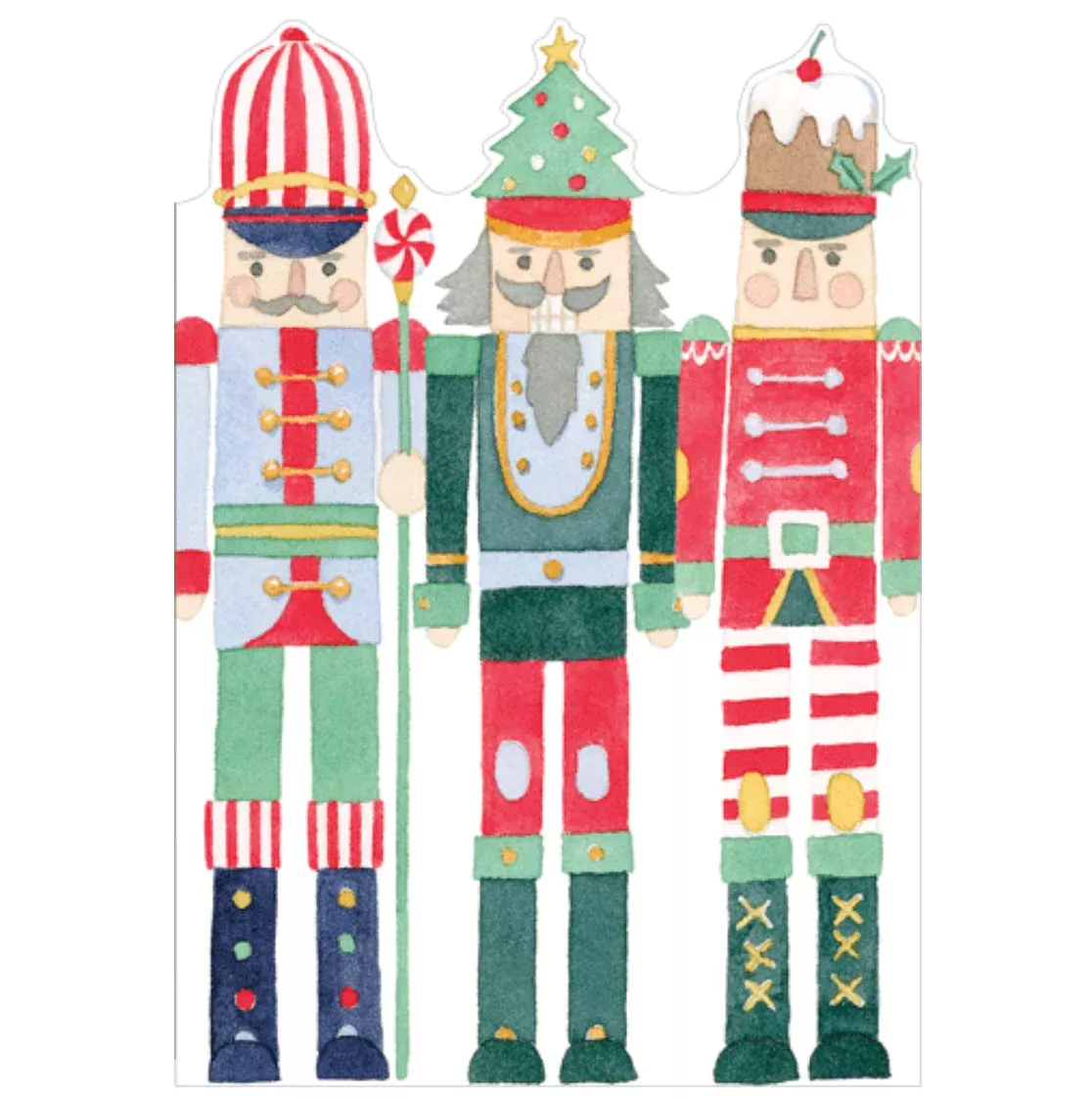 Caspari March of The Nutcrackers Die-Cut Christmas Card – 1 Card & 1 Envelope