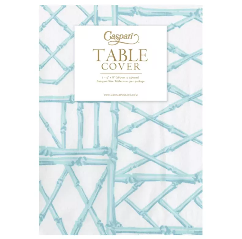 Caspari Paper Linen Bamboo Screen Robin's Egg Blue Tablecover