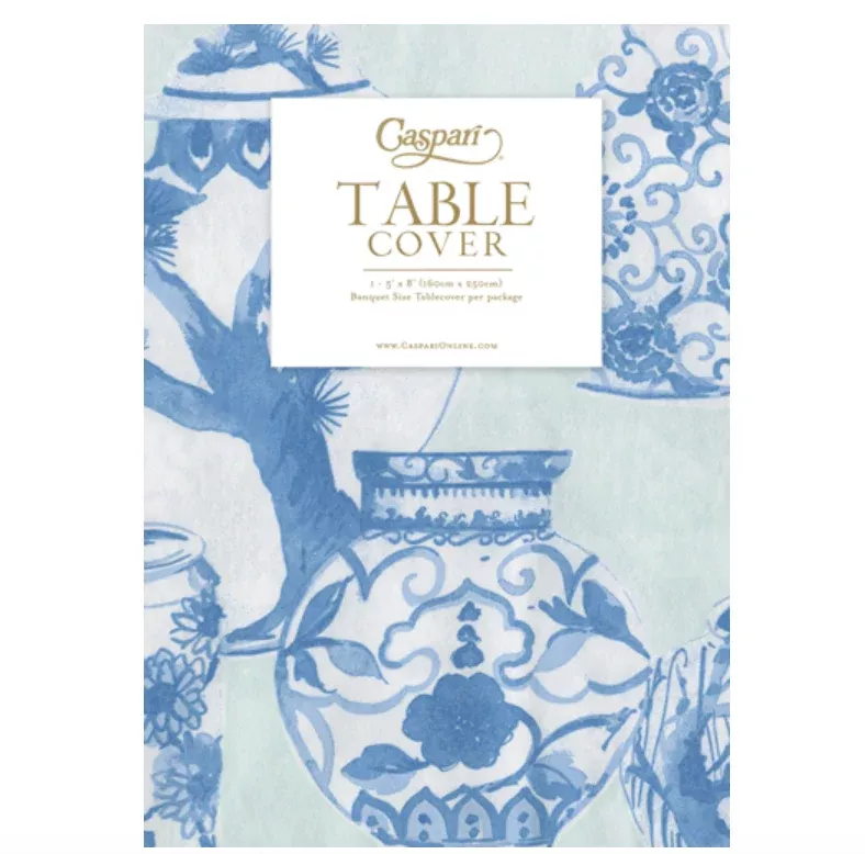 Caspari Paper Linen Glazed Porcelain Celadon Tablecover