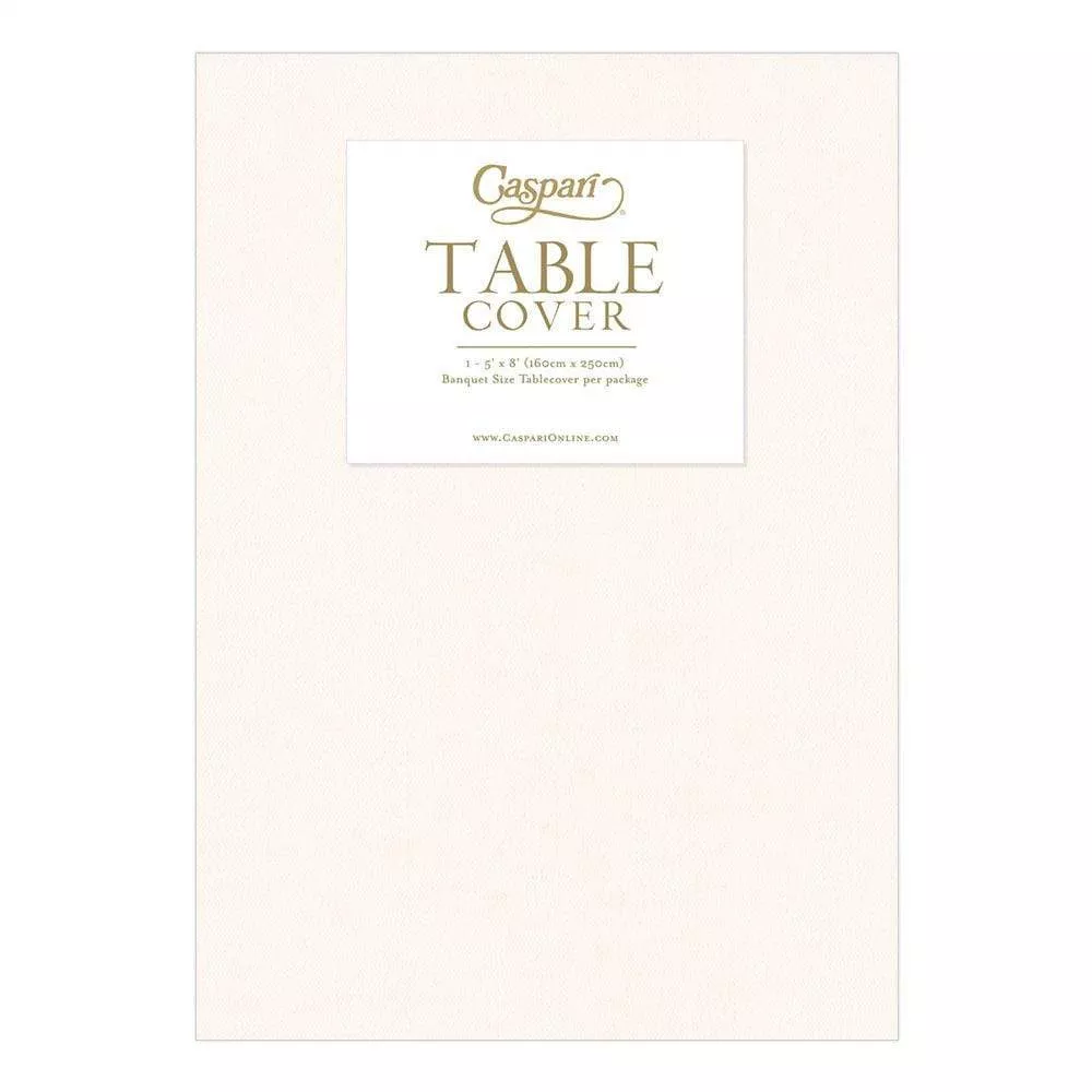 Caspari Solid Paper Linen Tablecloth – Ivory