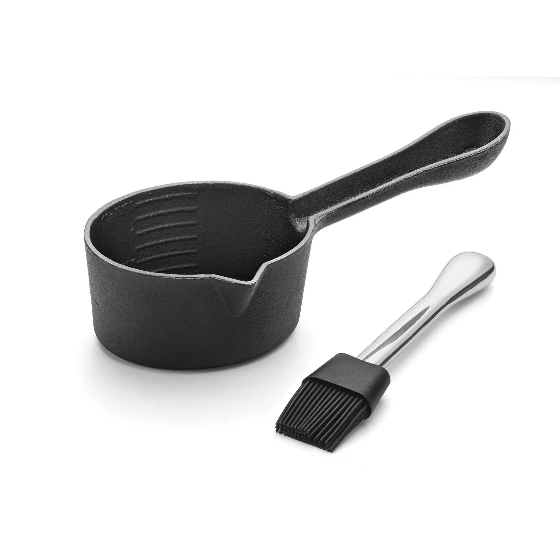Cast Iron Sauce Pot with Basting Brush