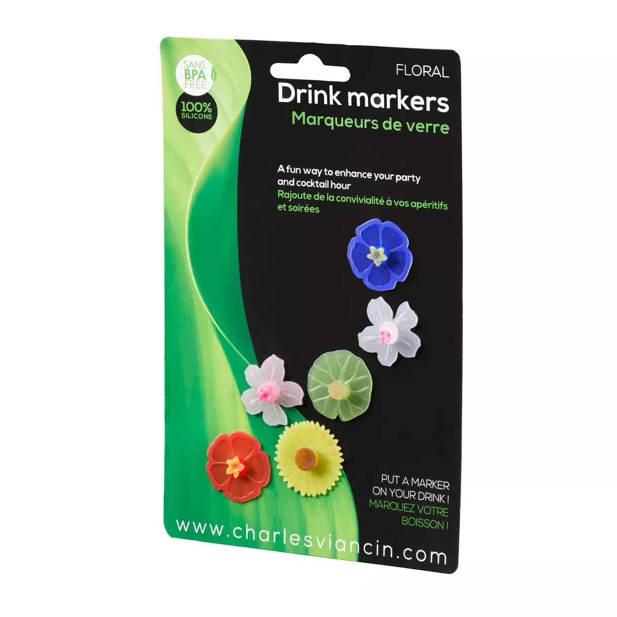 Charles Viancin Floral Drink Markers – 6pc