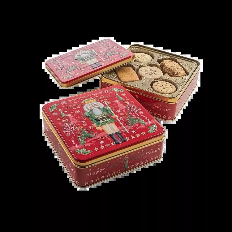 Cookie Filled Nutcracker Square Tin – 8" x 8" – 14oz