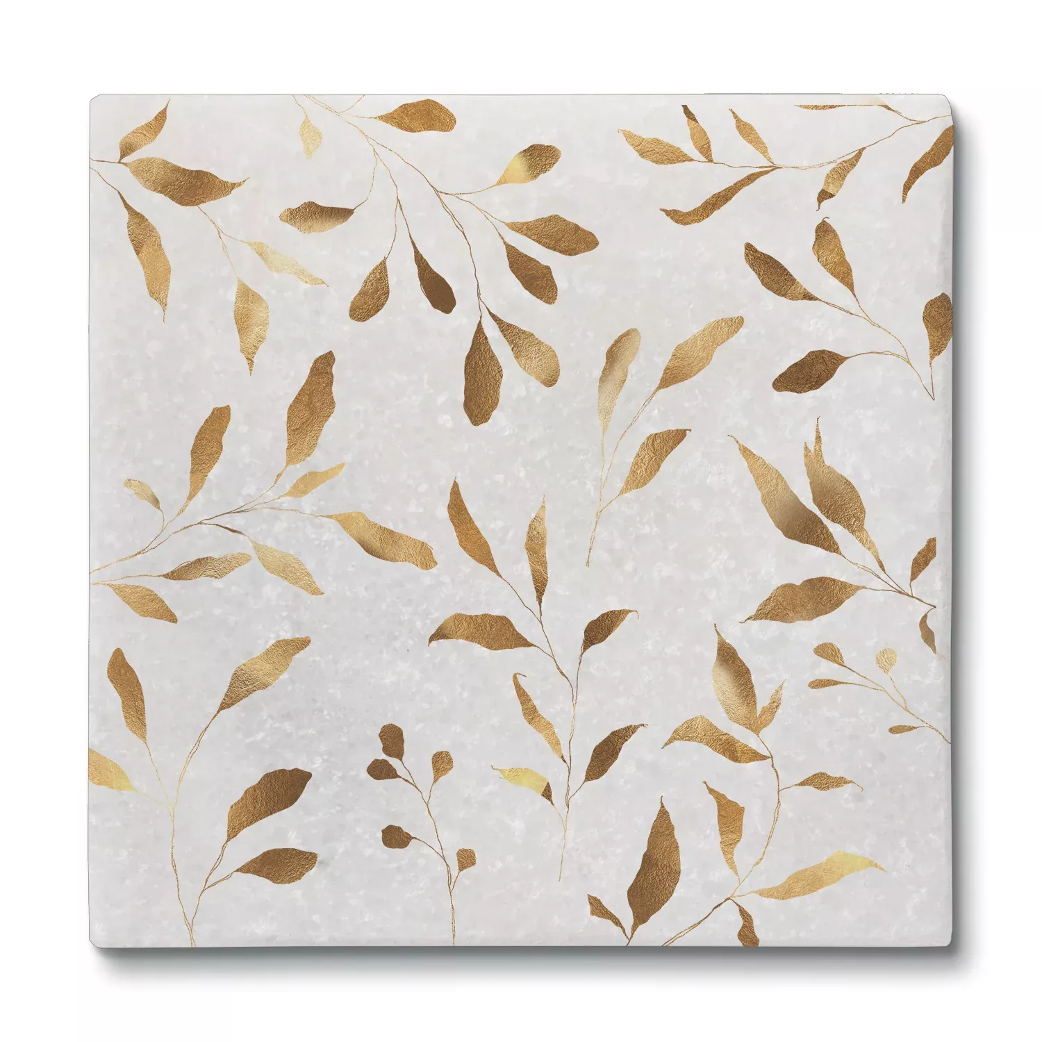 CounterArtNatural Marble Cork Backed Stone Coasters –Gilded Vine – Set of 4
