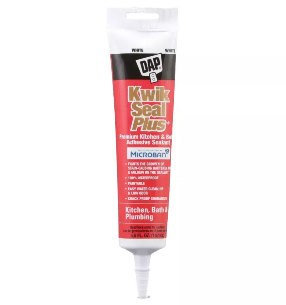 Dap Kwik Seal Plus Kitchen & Bath Microban Caulk – White – 5.5oz