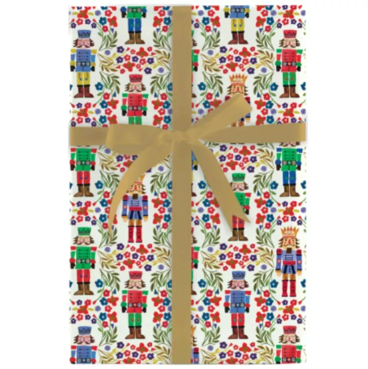 Design Design Festive Nutcracker Gift Wrap Roll - 30" x 5' Roll –Local Delivery Only