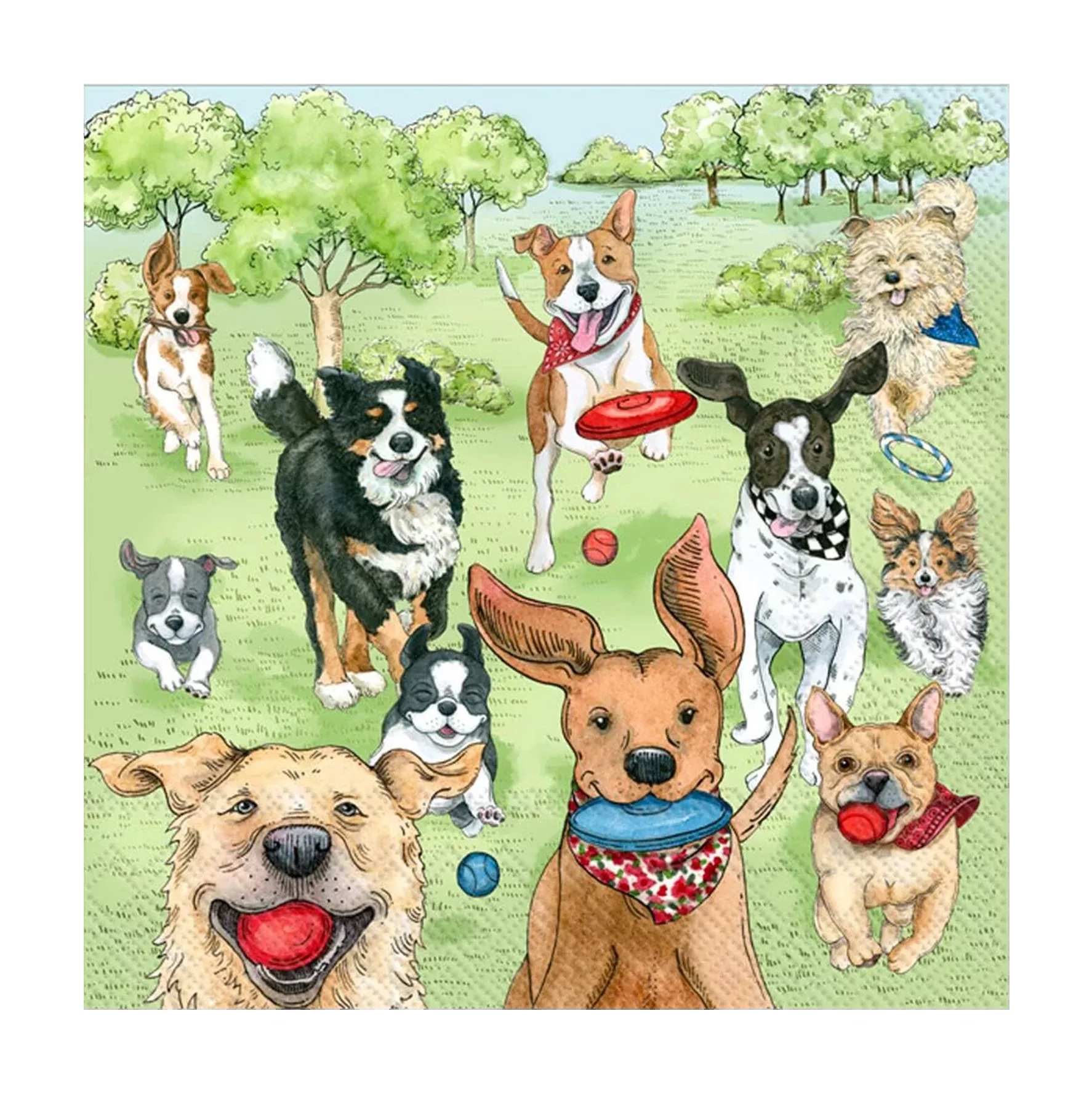 "Dog Park Runners" Cocktail Beverage Napkins – 20pk