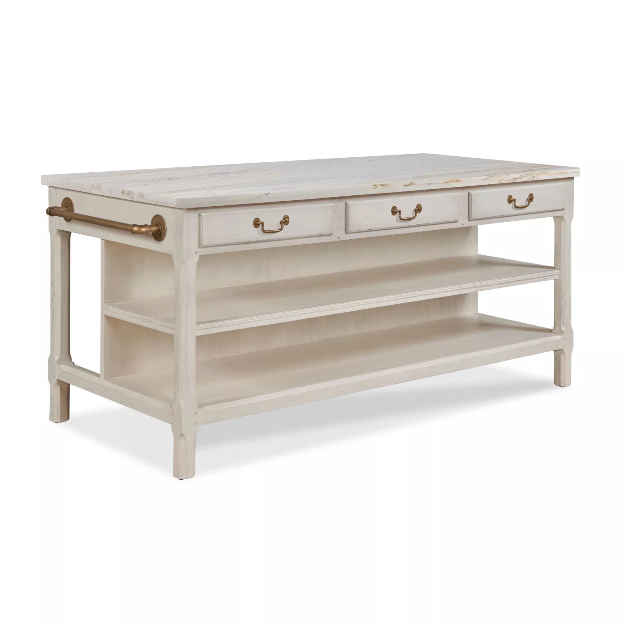 Draper's Table in Frost White Base with Carrara Marble Top