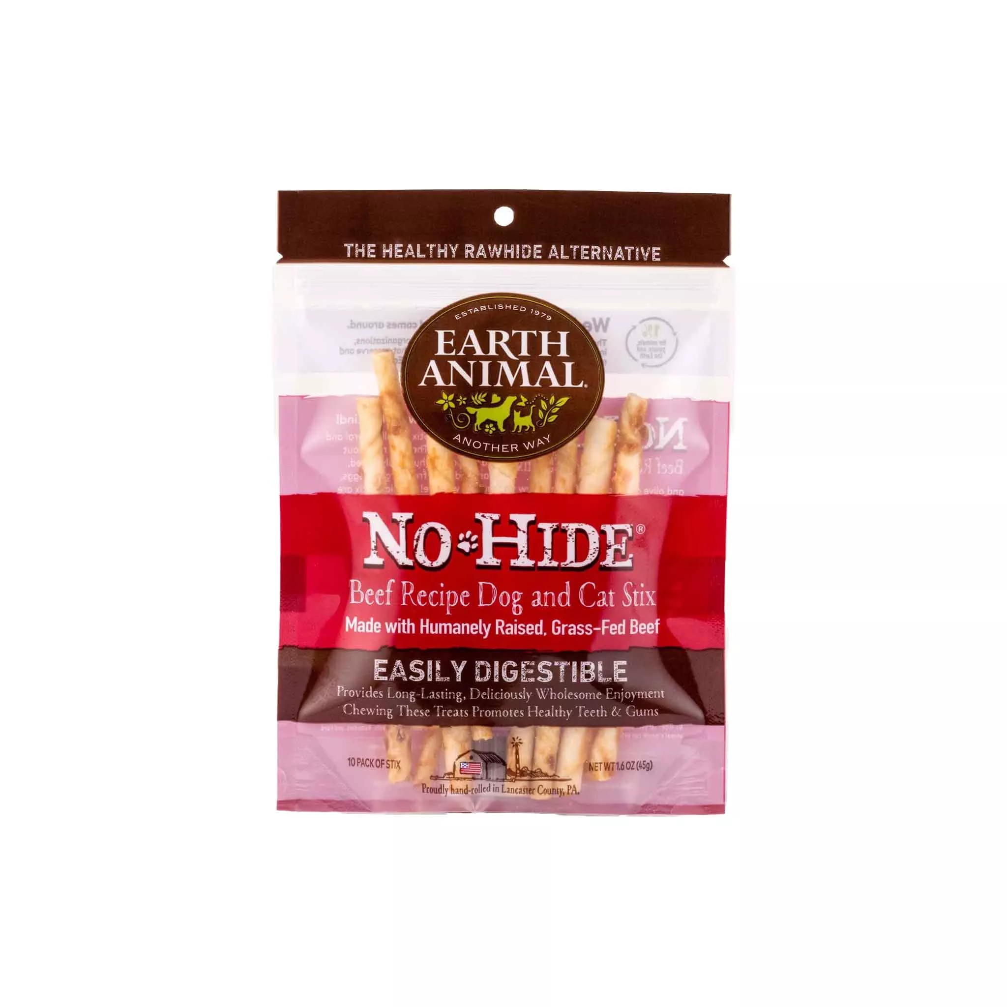 Earth Animal Dog No-Hide Stix Beef - Small 10 Pack