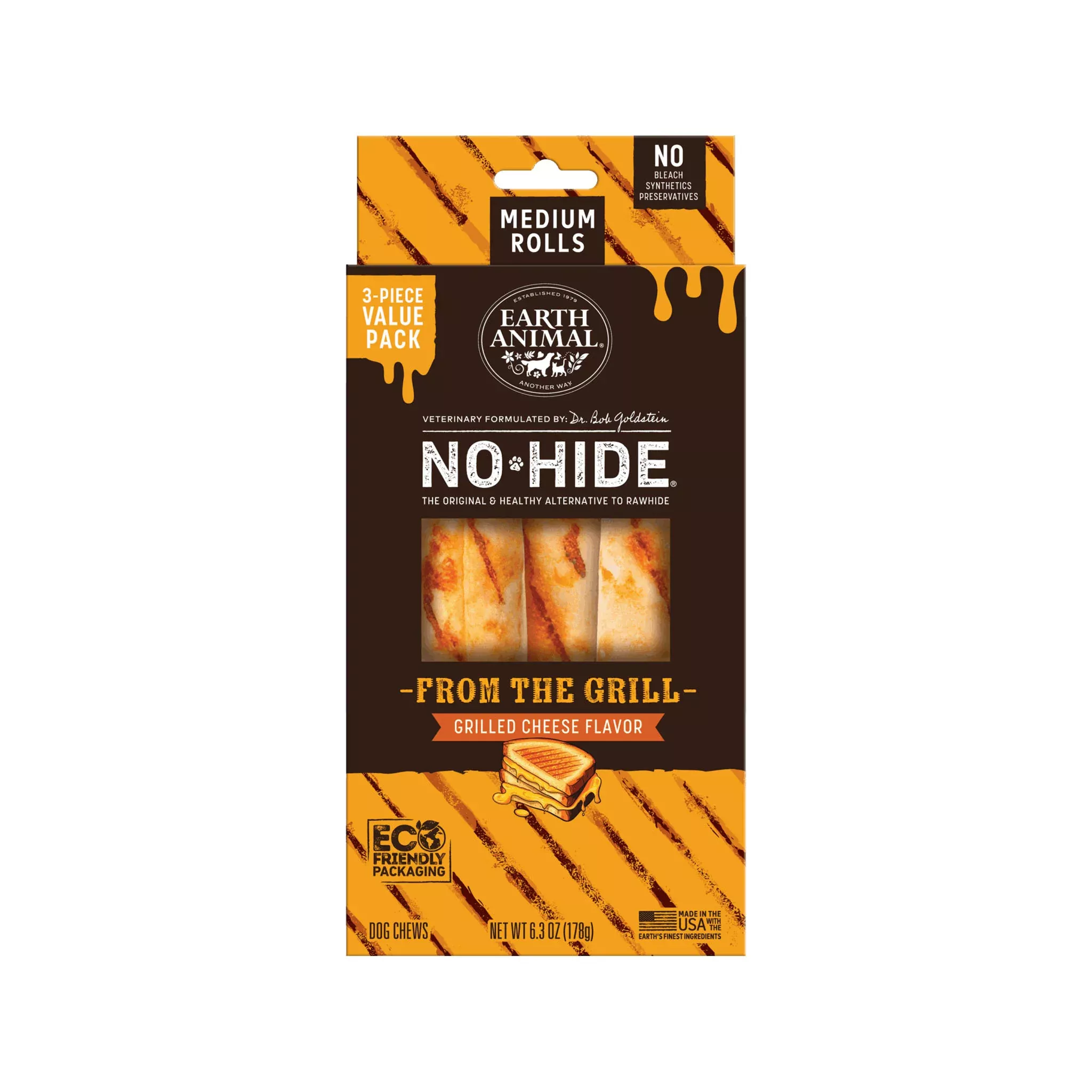 Earth Animal No-Hide Grilled Cheese Roll 3 Pack - Medium