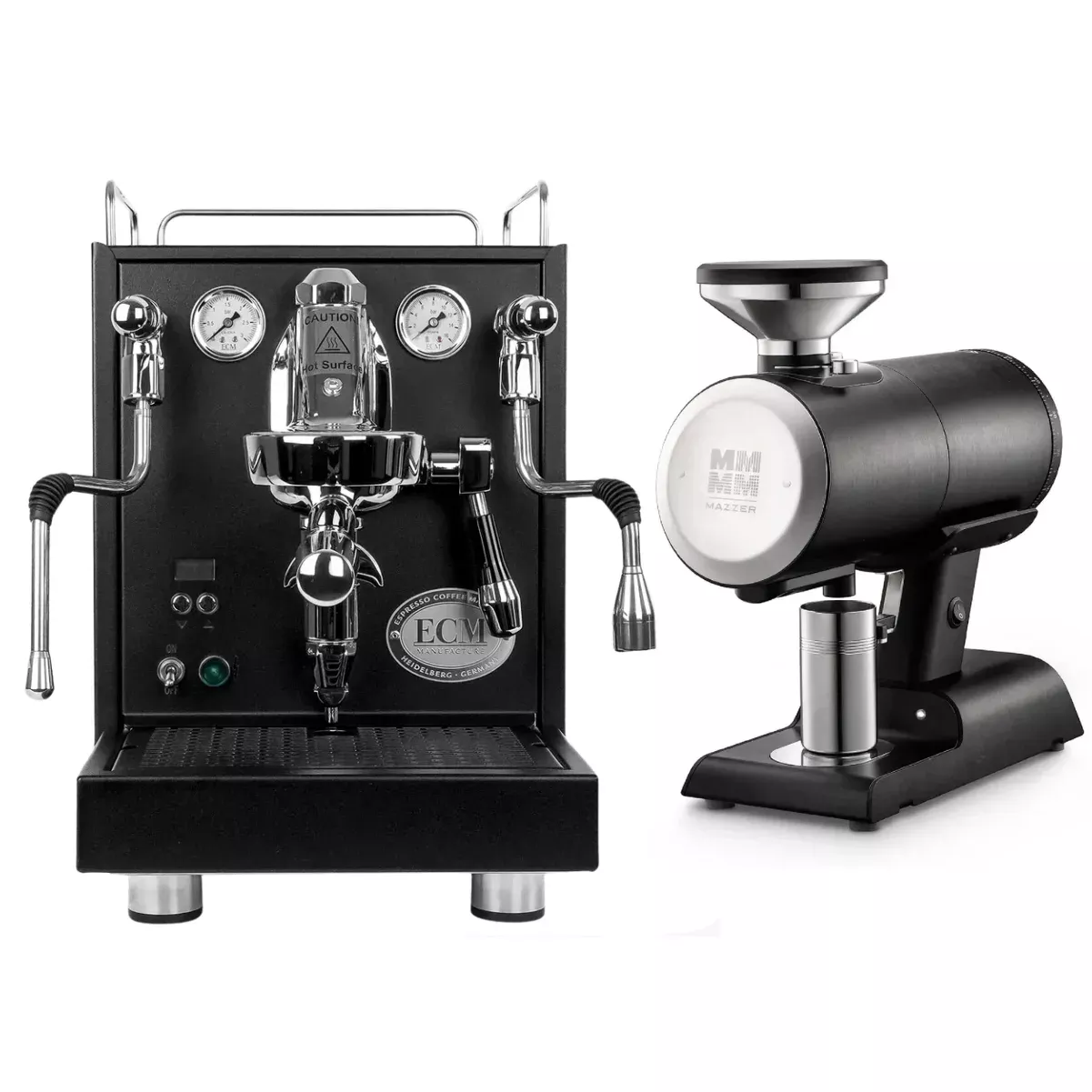 ECM Mechanika Max Espresso Machine (Black) with Mazzer Philos Grinder (Black) Bundle