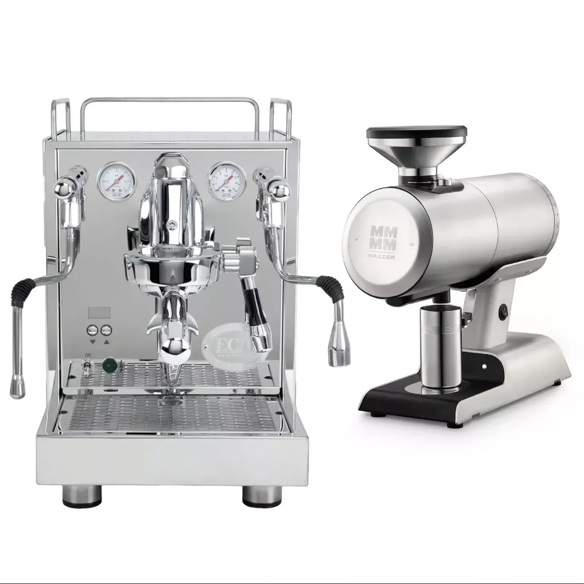 ECM Mechanika Max Espresso Machine (Silver) with Mazzer Philos Grinder (Silver) Bundle