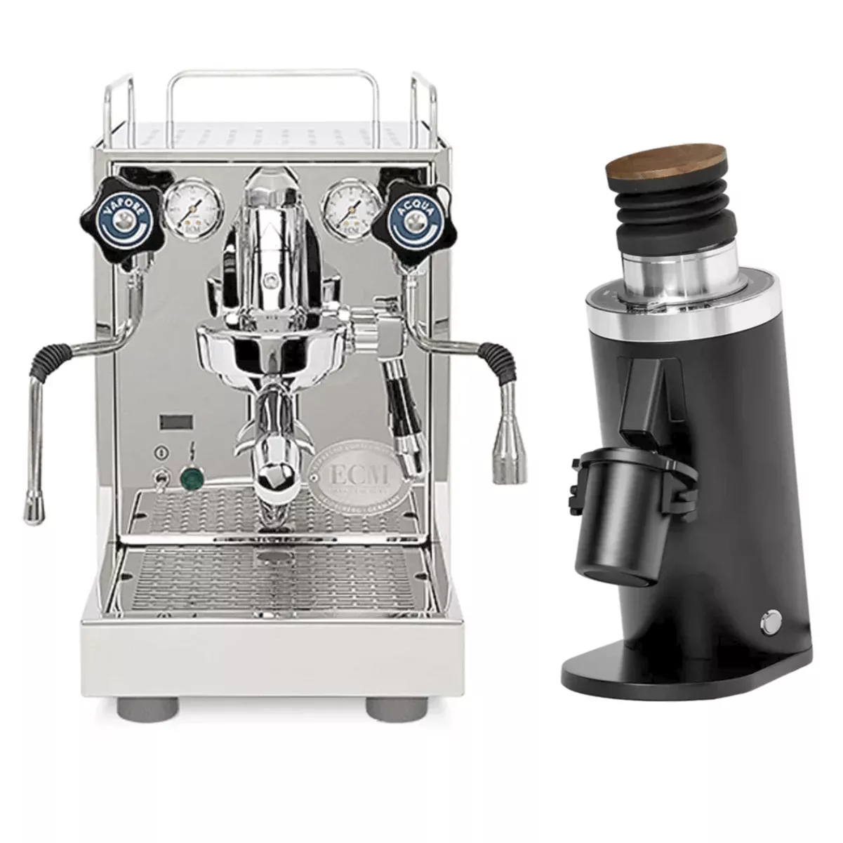 ECM Mechanika Slim w/ PID Espresso Machine and DF64 Grinder (Black) Bundle