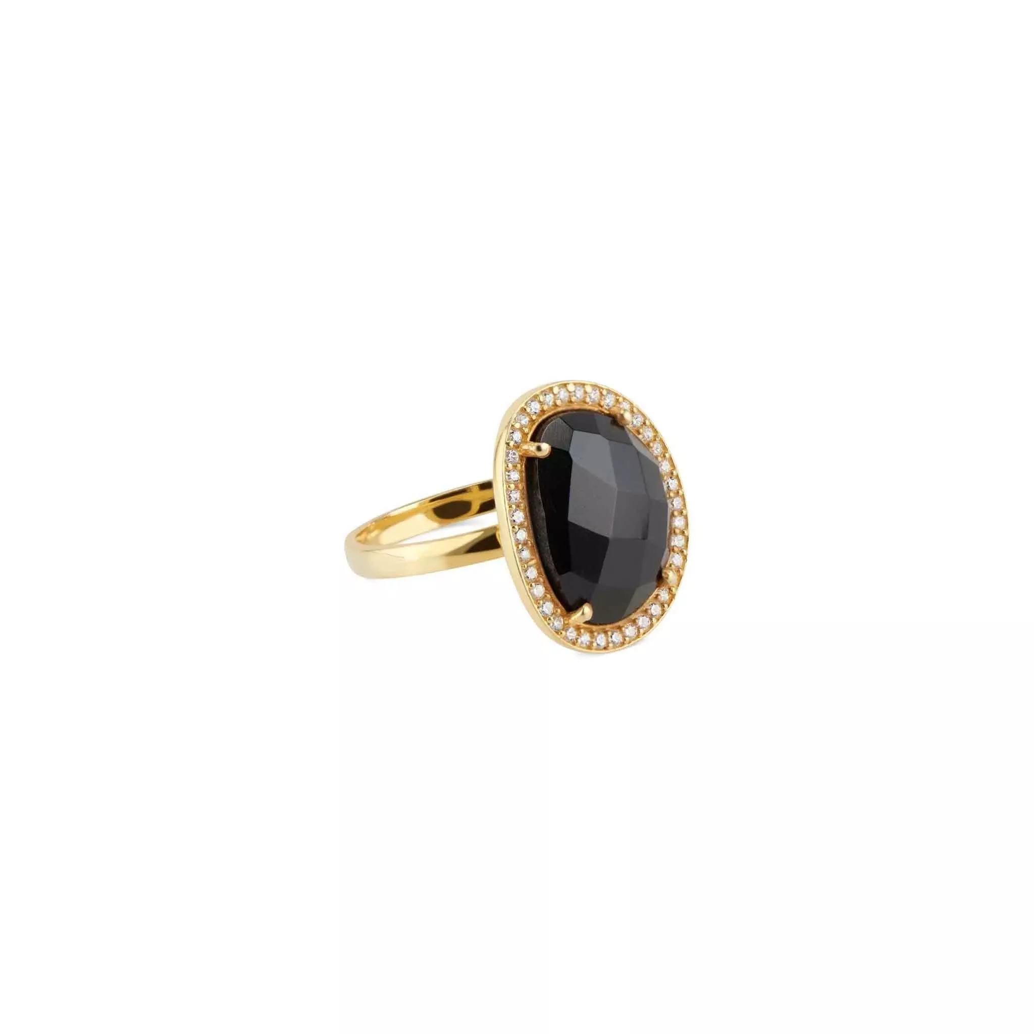 Elli Parr Cosmo Gold Pave Ring in Black Onyx