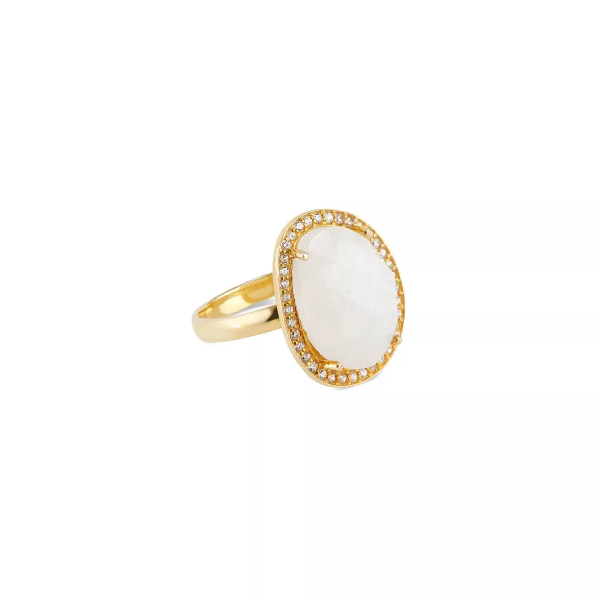 Elli Parr Cosmo Gold Pave Ring in Rainbow Moonstone