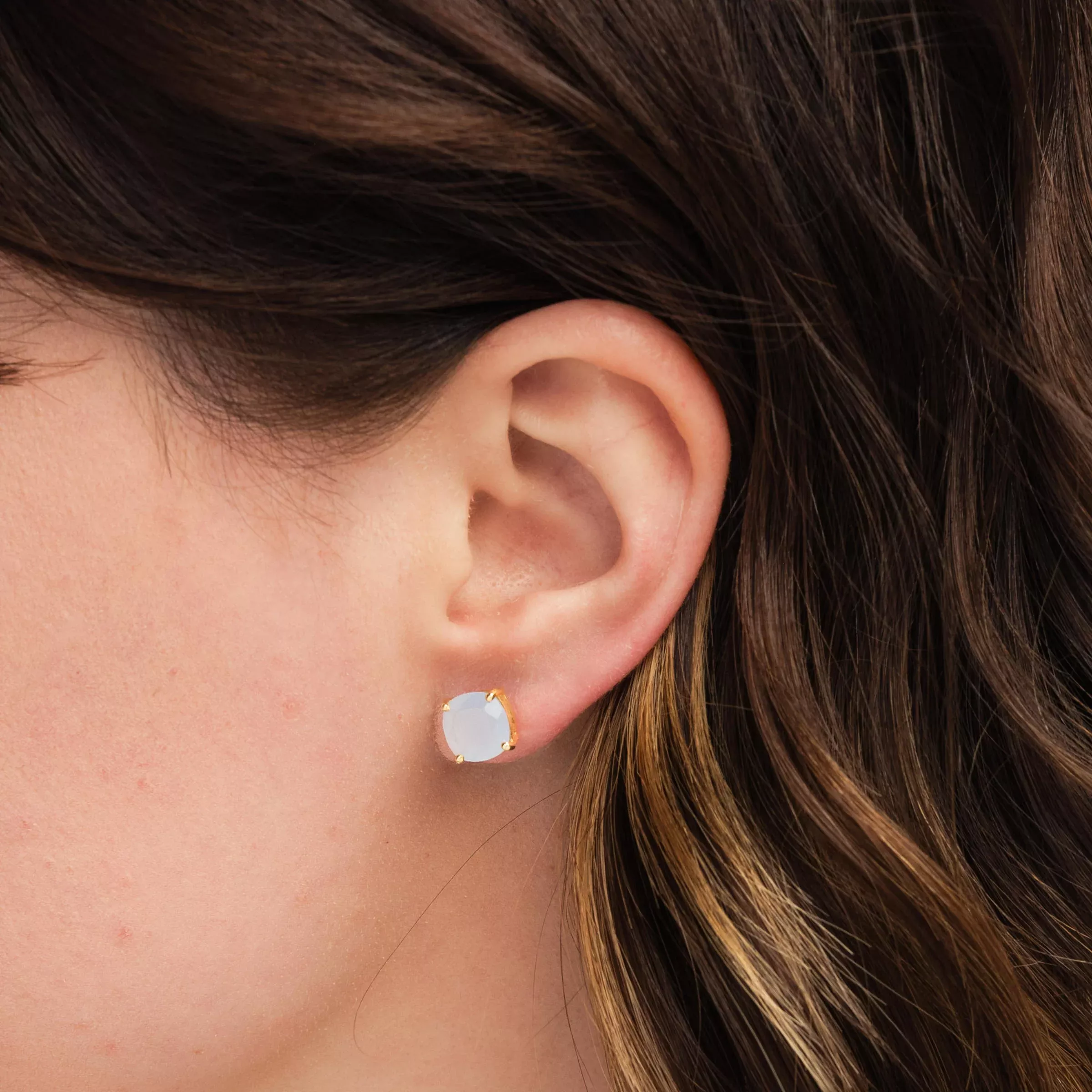 Elli Parr Emmy Studs in Blue Chalcedony