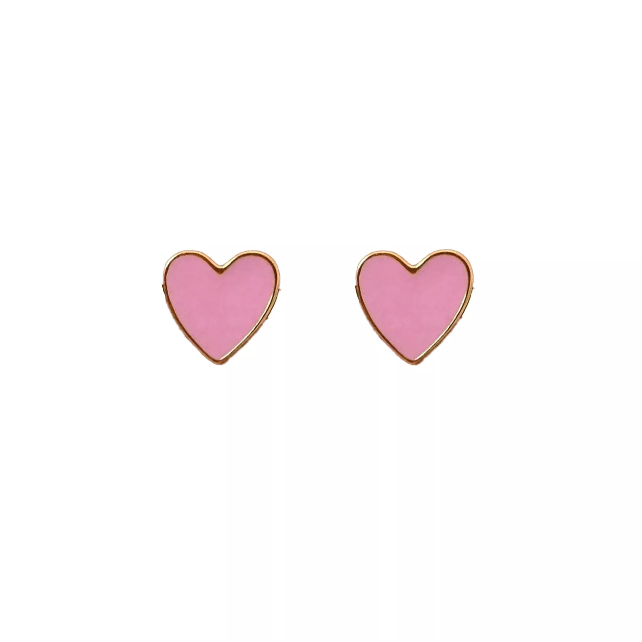 Elli Parr Enamel Heart Studs in Light Pink