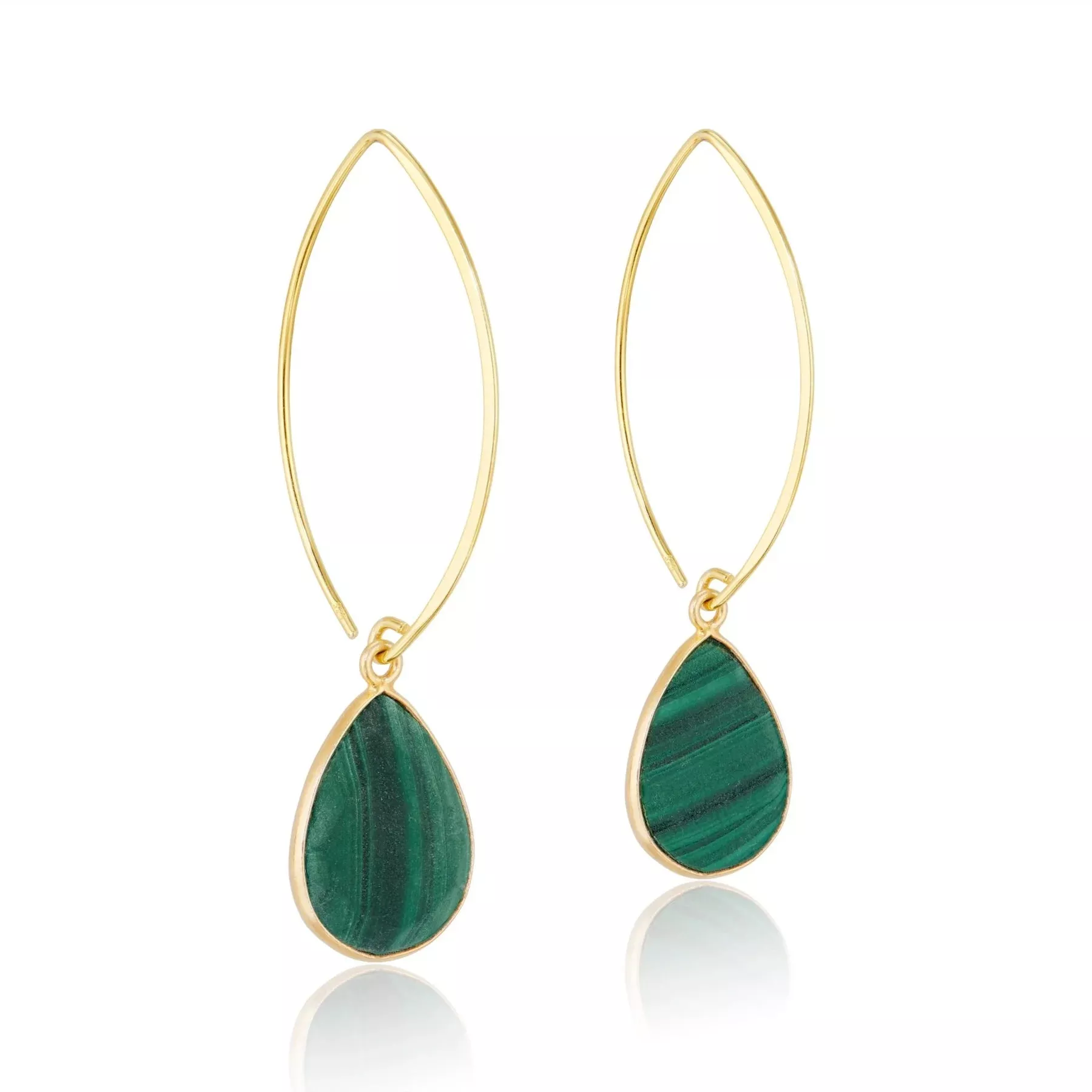 Elli Parr Simone Marquis Earrings in Malachite