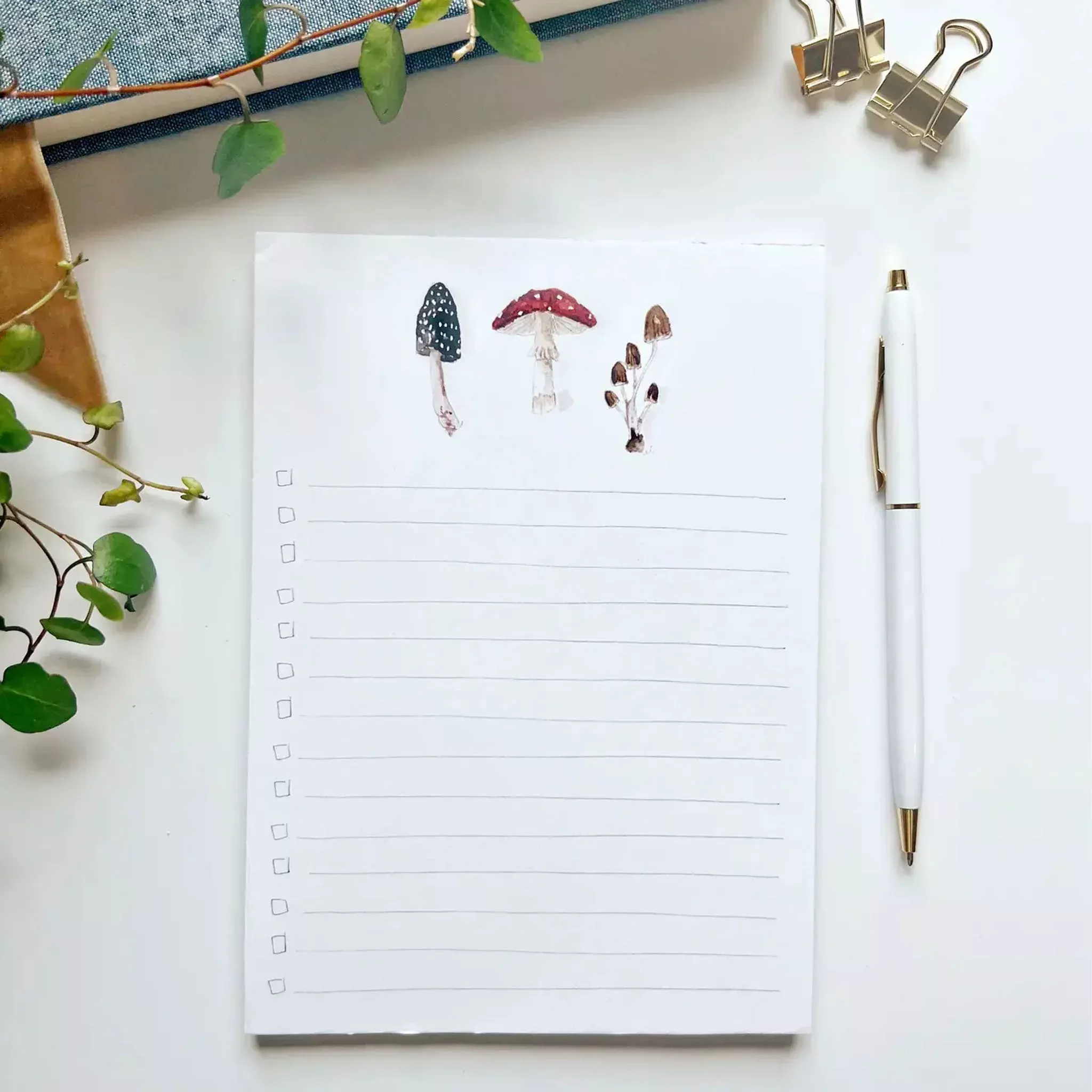 Emily Lex Mushroom Checklist Notepad