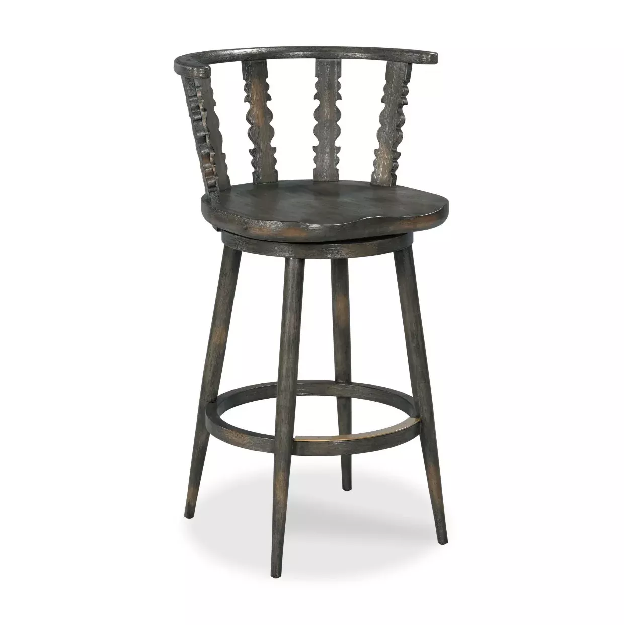 Fable Swivel Counter Stool in Worn Black Finish