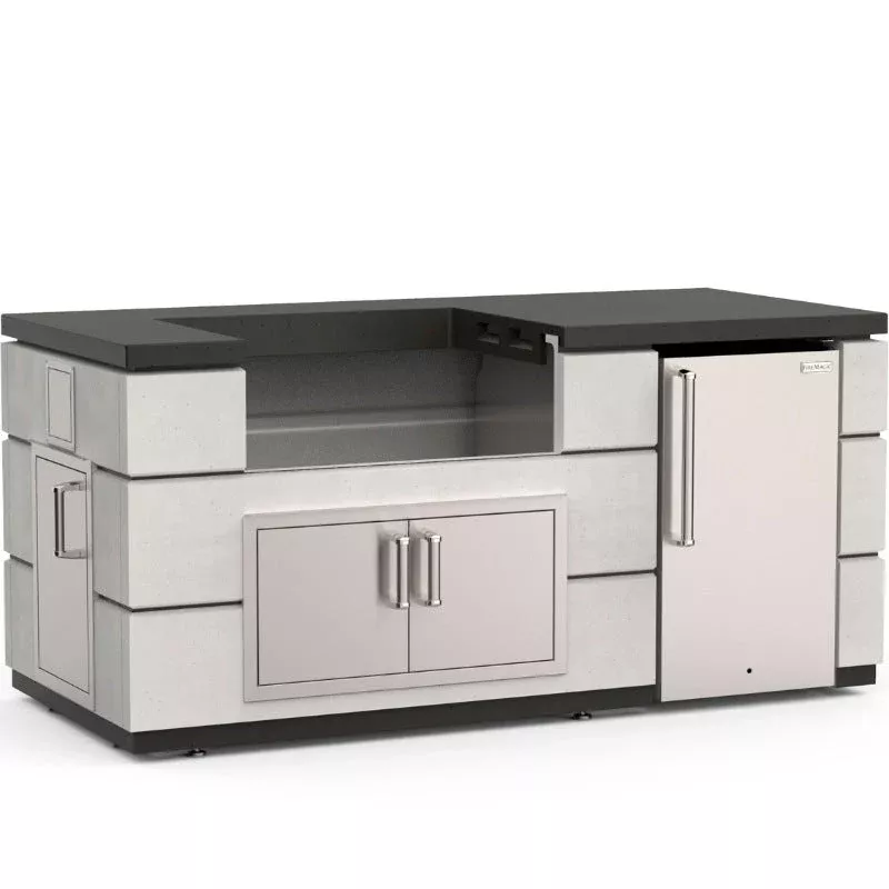 Fire Magic 77" Contemporary Outdoor Kitchen Island with Refrigerator