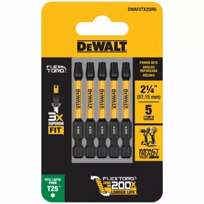 FlexTorq T25 Driver Bits – Impact Ready – 2.25" –5-Pk.