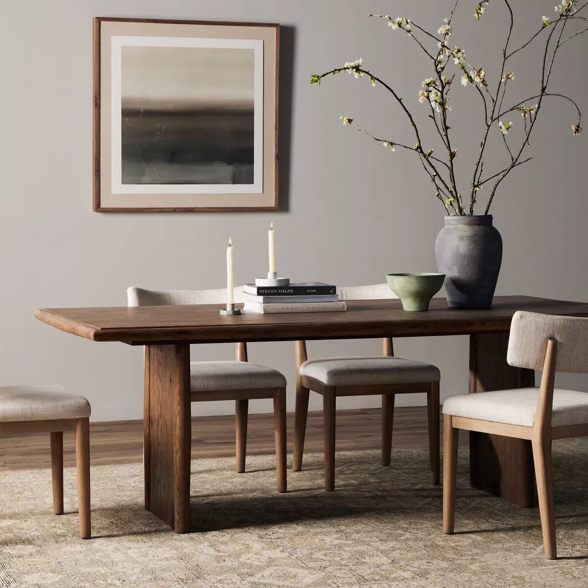 Four Hands 85.5" Glenview Dining Table in Weathered Oak Veneer