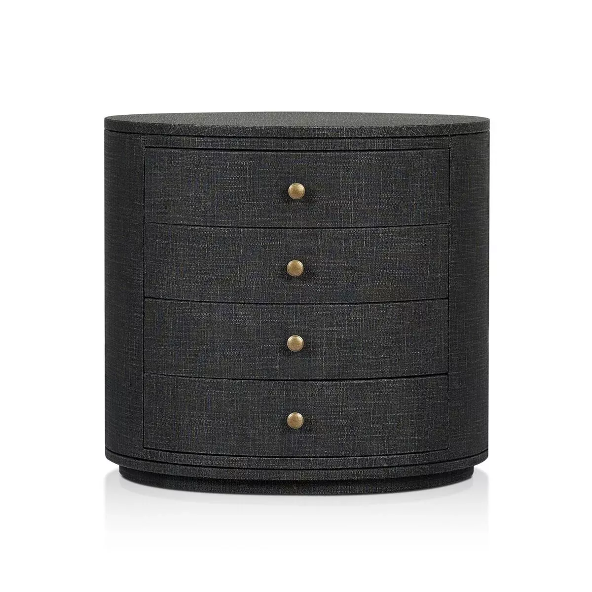 Four Hands Amelia Oval Nightstand in Black Linen