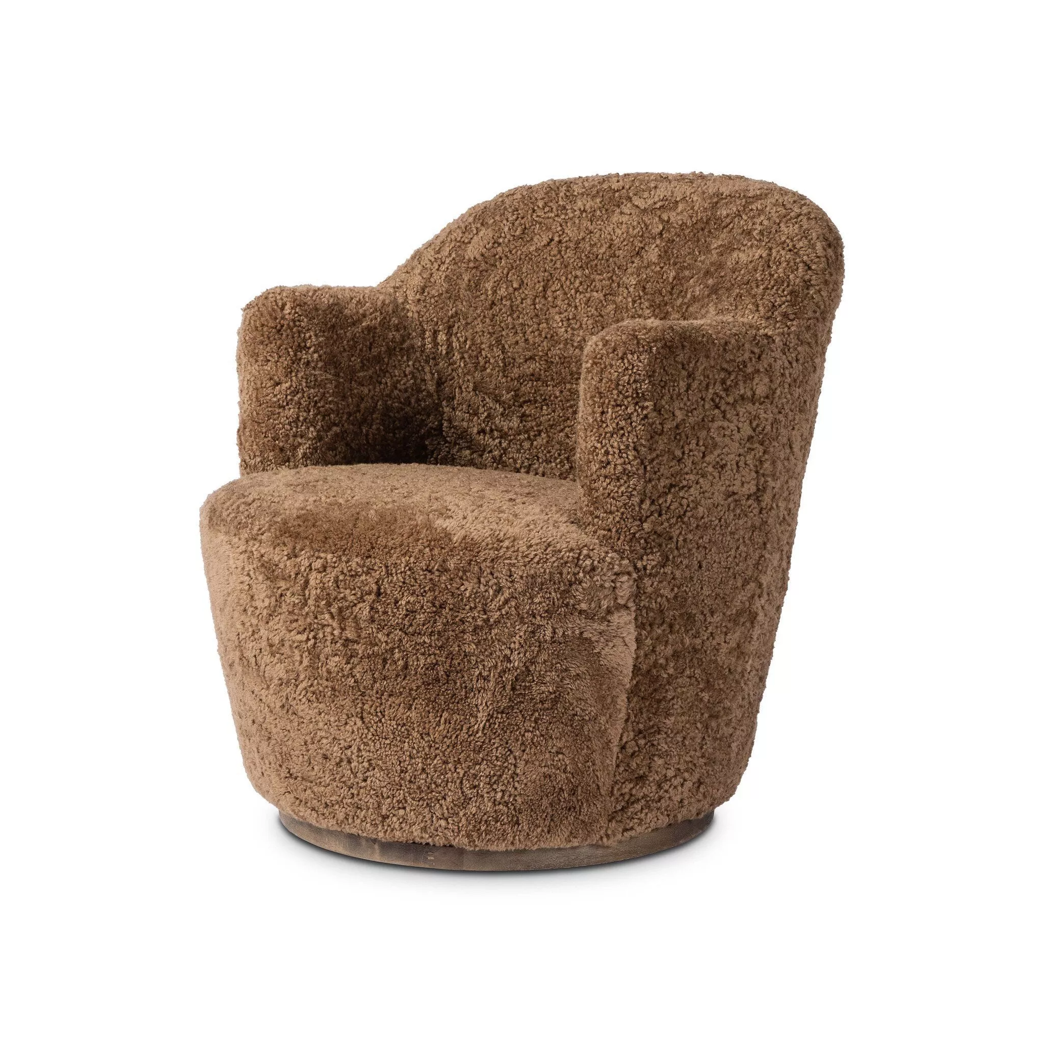 Four Hands Aurora Swivel Chair in Amber Shearling