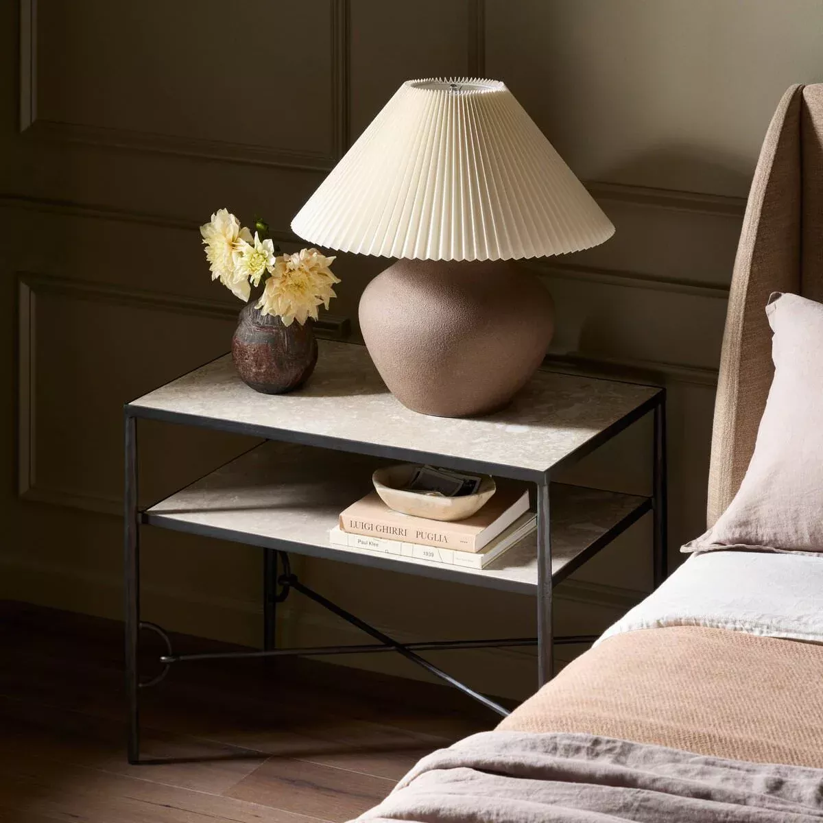 Four Hands Babylon Nightstand in Hammered Gunmetal