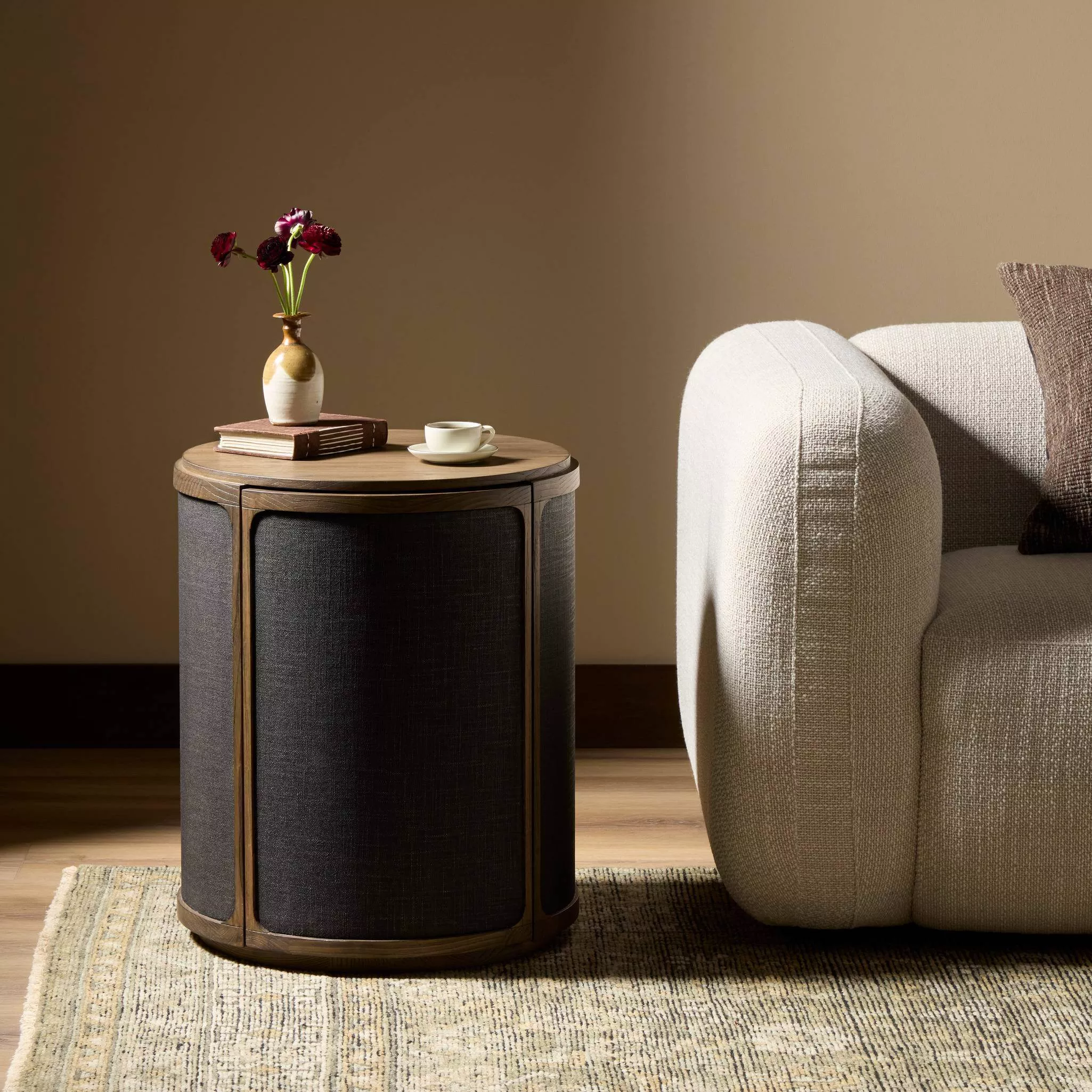 Four Hands Bertie End Table in Stained Saddle Brown Sungkai Veneer